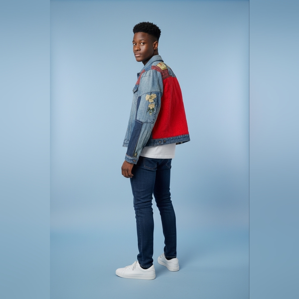 Colorful Patchwork Bomber Jacket - image 2